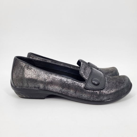 Dansko Olena Leather Loafer Clogs Pewter Gray Black Slip On 40 9.5 - Picture 1 of 8